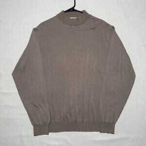 Pronto Uomo Sweater Mens Size Large Brown Mock Neck Tony Soprano Style Old Money
